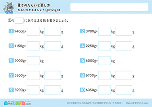 単位を変えましょう（gからkg）3