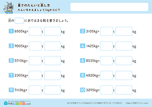 単位を変えましょう（kgからt）7