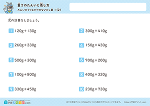 gのみの足し算（単位の繰り上がりなし）2