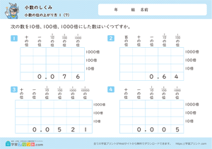 小数のしくみ（小数の位の上がり方）1-7