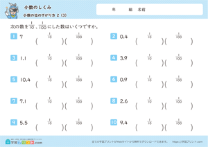 小数のしくみ（小数の位の下がり方）2-3