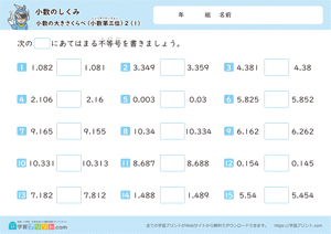 小数のしくみ（小数の大きさくらべ）小数第三位 1