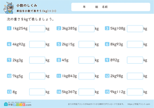 小数のしくみ（単位を小数で表そう）小数第二位