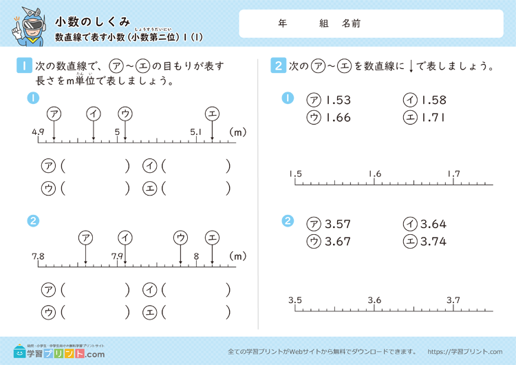 小数のしくみ（数直線で表す小数）