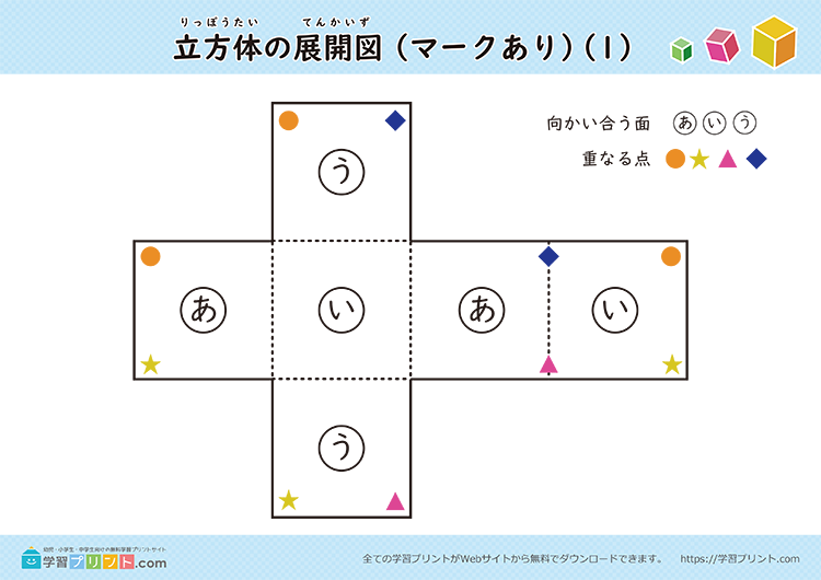 立方体の展開図（組み立て）（11種類）