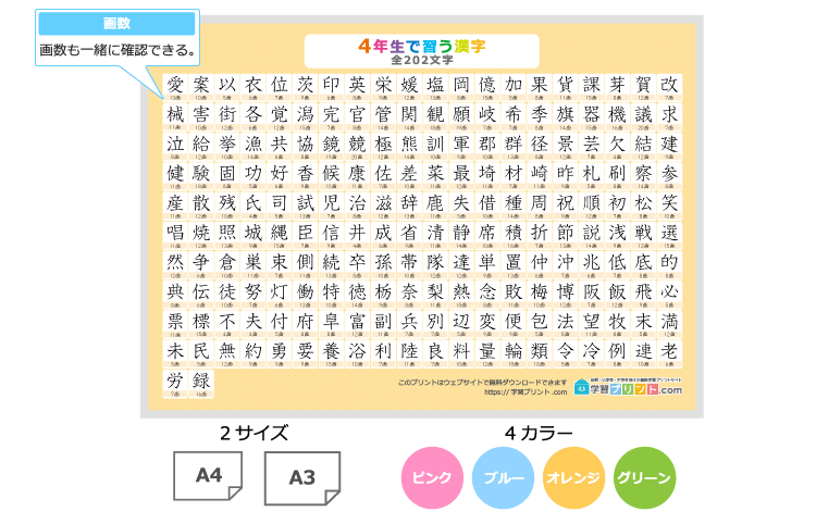 4 年生 で 習う 漢字 2 学期