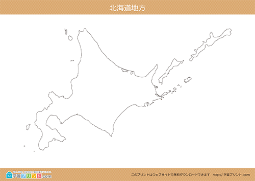 地方別白地図（北海道地方）川と湖なし大サイズ
