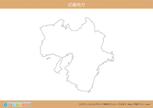地方別白地図（近畿地方）都道府県境なし川と湖なし大サイズ
