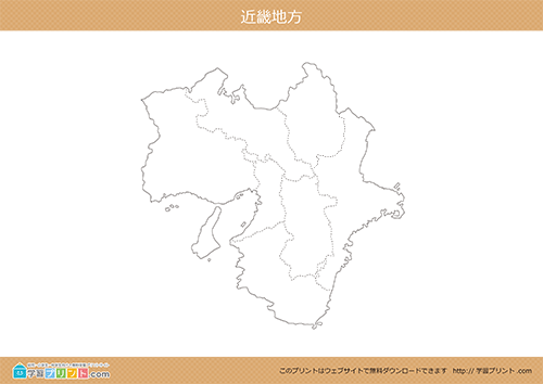 地方別白地図（近畿地方）都道府県境あり川と湖なし大サイズ
