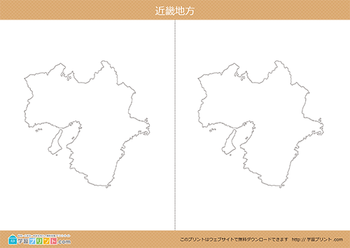 地方別白地図（近畿地方）都道府県境なし川と湖なし中サイズ