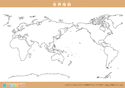 世界地図（白地図）国境と湖なし 大サイズ