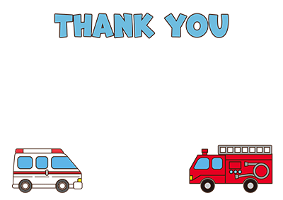 色付きのカード 救急車と消防車