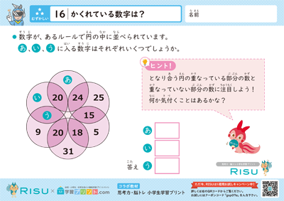 16.かくれている数字は？