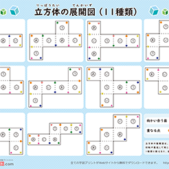小学校全学年 立方体の展開図一覧表（11種類）